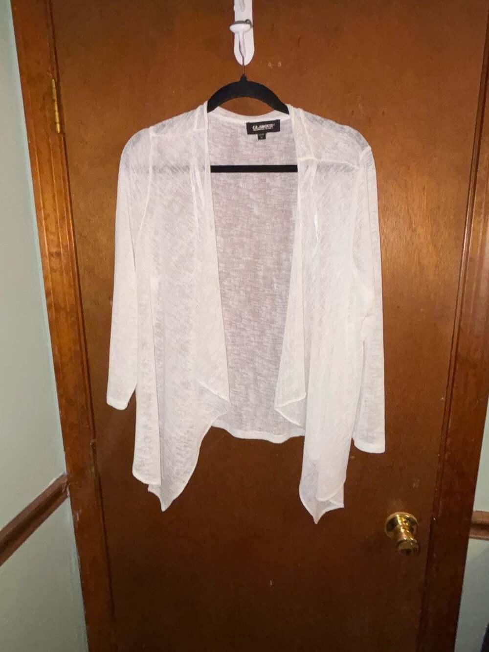 Glamour Open Front Lightweight White Cardigan Size XL